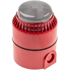 Cooper Fulleon 640466FULL-0335 Flashni Xenon Sounder Beacon - 24V DC - Clear Lens - Deep Red Base - Set to Tone 8